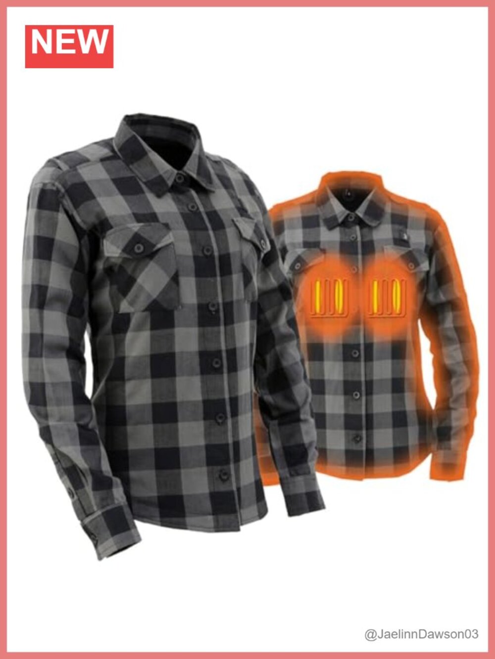 Heated Flannel Long Sleeve Shirt Button Down Rechargeable Battery